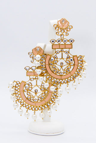 Stunning gold & peach meenakari work earrings.