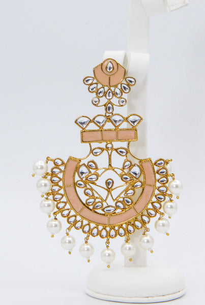 Stunning gold & peach meenakari work earrings.
