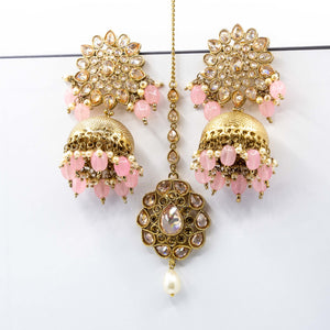 Pink Tikka Earring Set